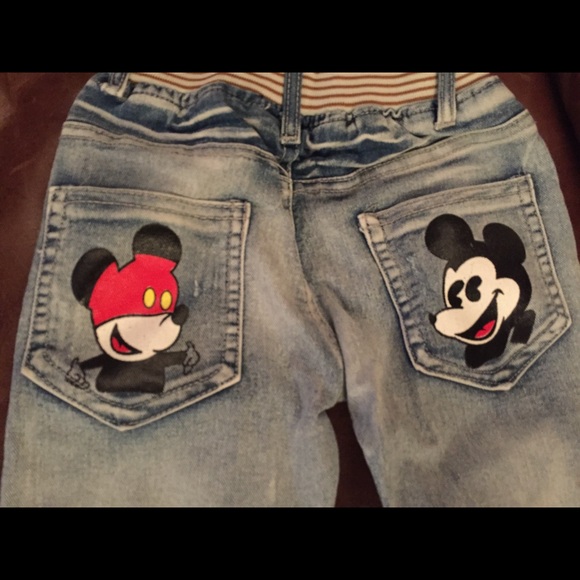 Designer Hand Painted Mickey Mouse jeans - Picture 3 of 6